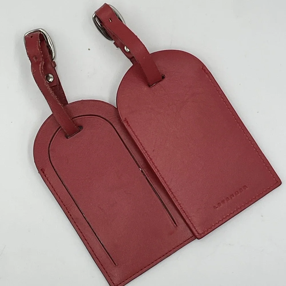 Levenger Leather Luggage Tag Red Color - Set Of 2